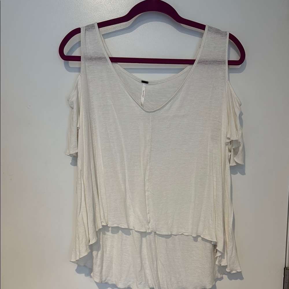Free People White Open Shoulder Tank